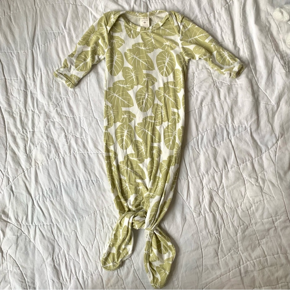 Kate Quinn Tropical Leaves Tied Gown, 0-3m